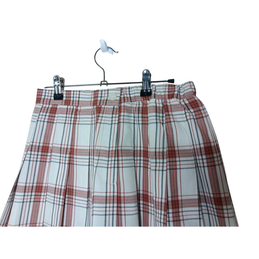 New Aerie Brick Red Plaid Pleated School Girl A-line Skirt Size M - Picture 3 of 8